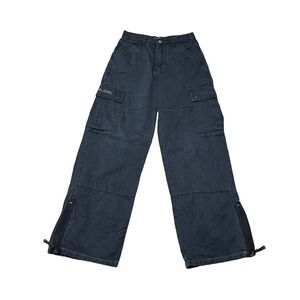 Vintage Y2K Sean John Women's Wide Leg Cargo Utility Pants Navy Size 16 - 26x29‎